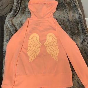 Orange VS angel wing zip up hoodie
